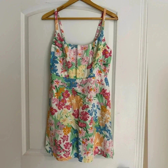 Old Navy Pink/Orange Floral Fit & Flare Cami Mini Dress - Picture 2 of 9